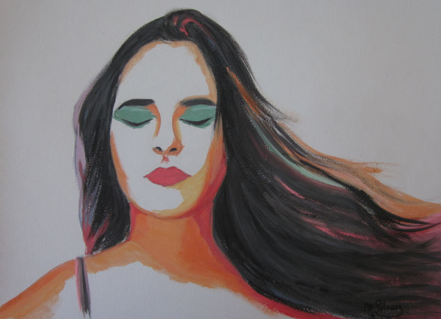 Let your hair down Gouache Paper Portrait