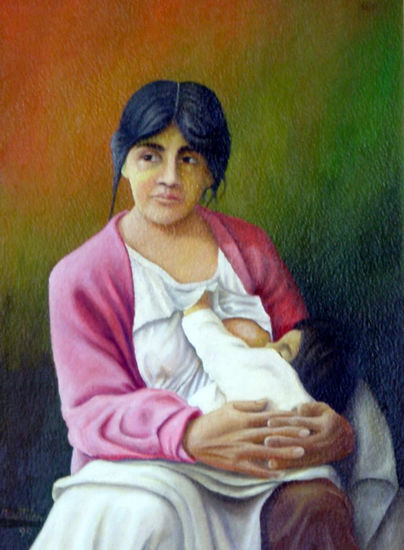 Maternidad Oil Canvas Portrait