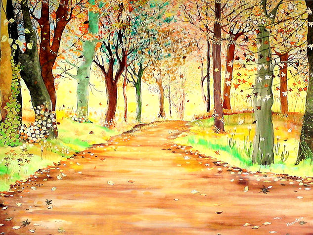 Camino de otoño Oil Textile Landscaping