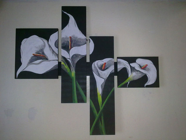 calas Acrylic Panel Floral Painting