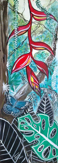 Heliconia Acrylic Paper Floral Painting