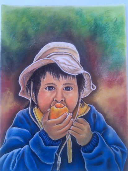 niño campesino Pencil (Black) Paper Figure Painting