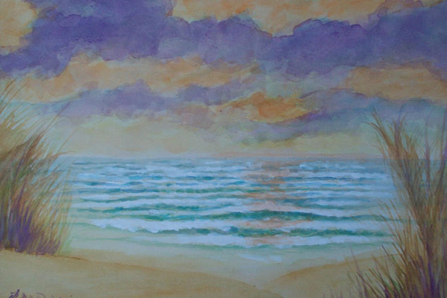 ATARDECER EN EL MAR Watercolour Card Marine Painting