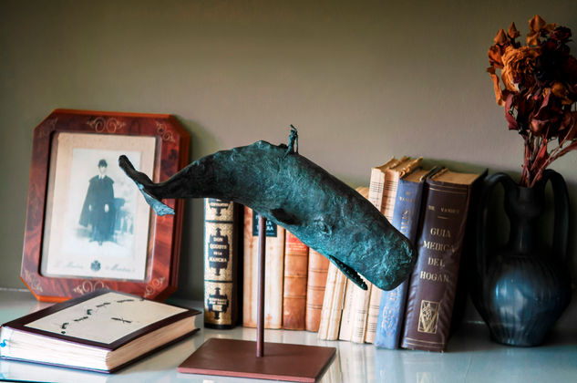 Moby Dick and and captain Ahab. Bronze Figurative