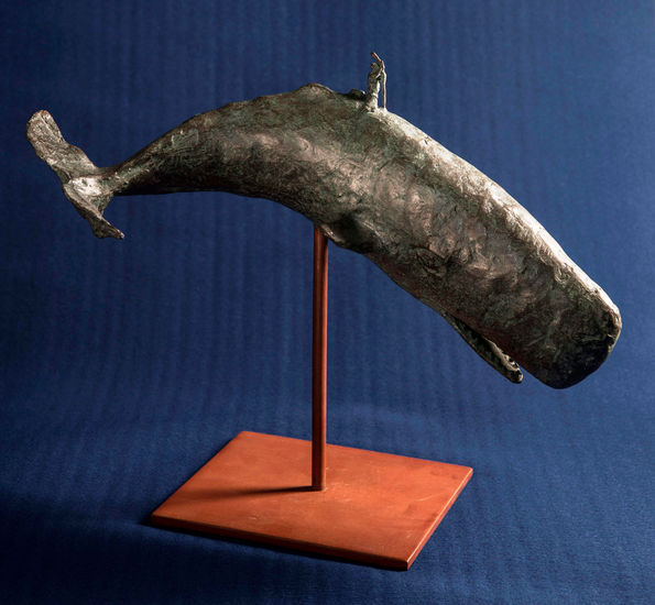 Moby Dick and and captain Ahab. Bronce Mixta