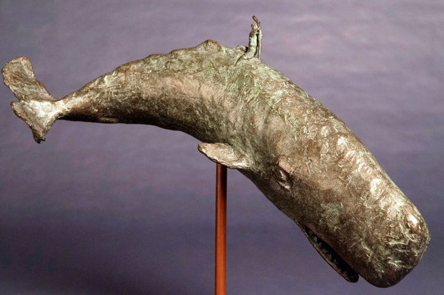 Moby Dick and and captain Ahab. Bronze Figurative