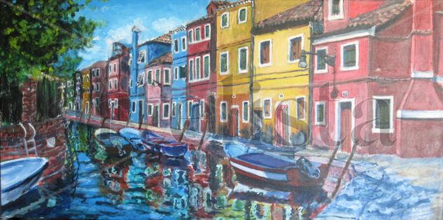 Fondamenta Di Burano -Venecia Acrylic Canvas Landscaping