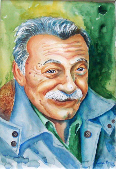 "Homenaje a Mario Benedetti" Watercolour Paper Portrait