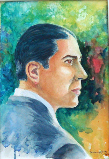 "Homenaje a Carlos Gardel" Watercolour Paper Portrait