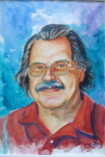 "Homenaje a Carlos Benavides" Watercolour Paper Portrait