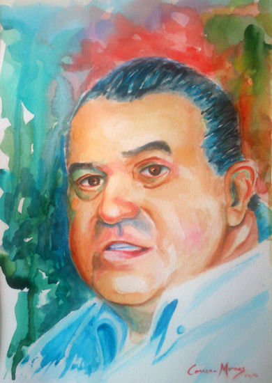 "Homenaje a Enríque Rodriguez Viera" Watercolour Paper Portrait