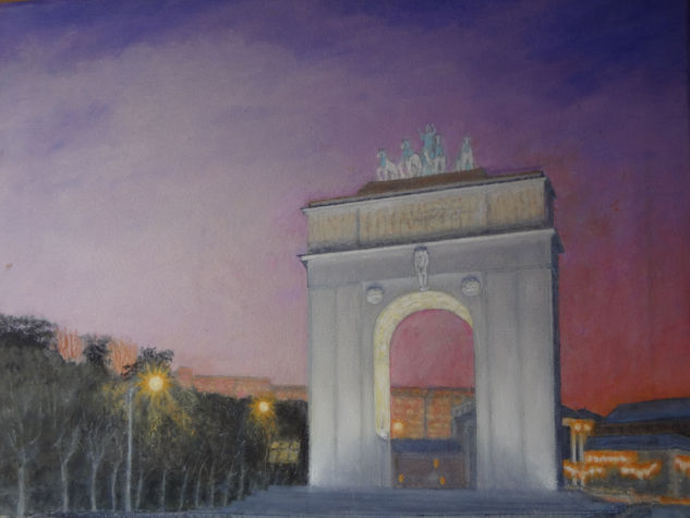 Atardecer en Moncloa Óleo Lienzo Paisaje