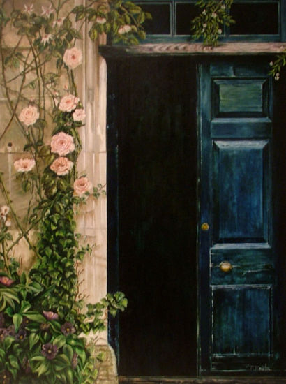 puerta azul Oil Canvas Others