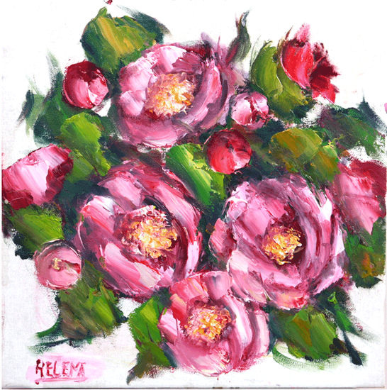 Camelias Rosa 2013 Oil Canvas Floral Painting