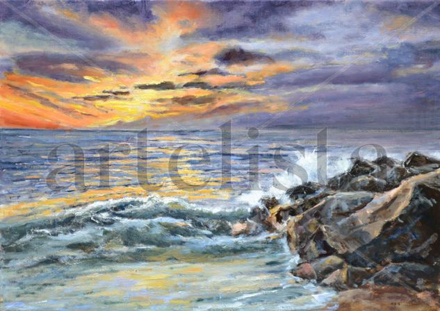 Atardecer Oil Canvas Marine Painting