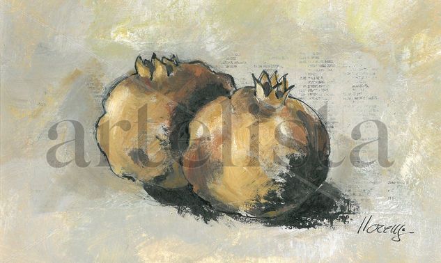 Granadas Mixed media Card Still Life Paintings