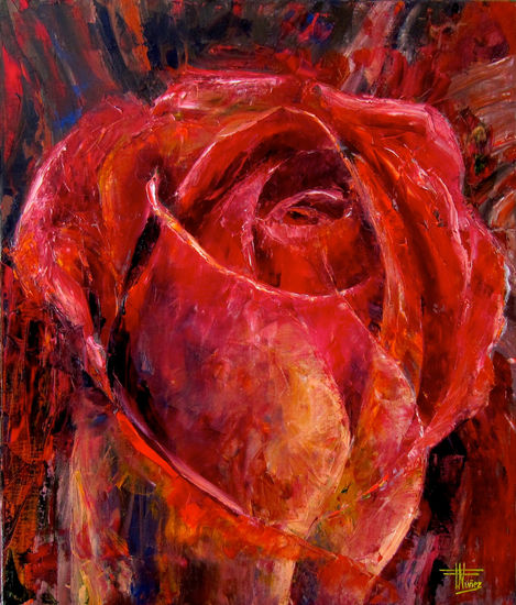 La rosa a flor de piel / The rose on the skin / La rose sur la peau /  La rosa sulla pelle  / Die Rose auf der Haut / Óleo Lienzo Otros