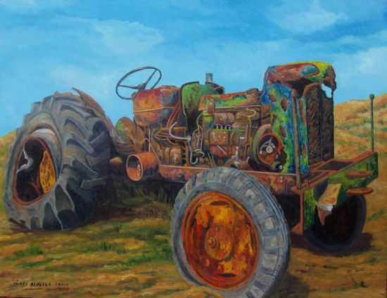 TRACTOR ABANDONADO Oil Panel Landscaping