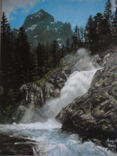 Saltos de la Simme cerca de Lenk Oil Canvas Landscaping