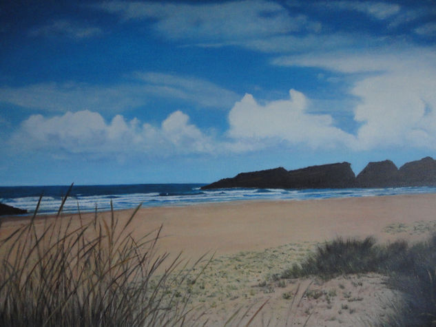 Playa de Esteiro, A Coruña Oil Canvas Marine Painting