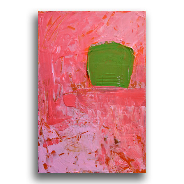 Pintura Abstracta en Acrílico sobre Lienzo, Cromoterapia (rosa, verde)