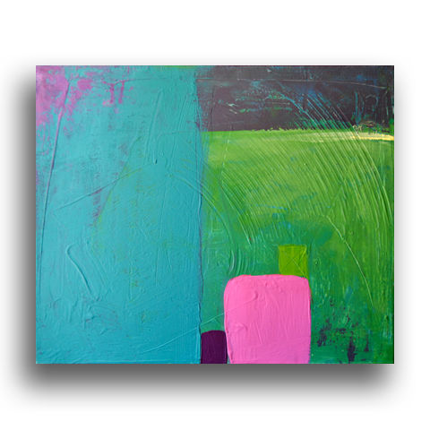 Pintura Abstracta en Acrílico sobre Lienzo, Cromoterapia (azul, verde, rosa, gris, amarillo, morado, turquesa)