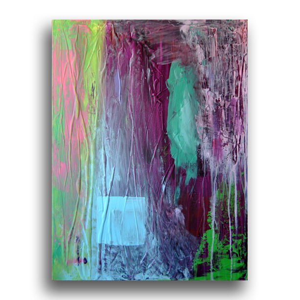 Pintura Abstracta en Acrílico sobre Lienzo, Cromoterapia (azul, verde, morado, turquesa, rosa)