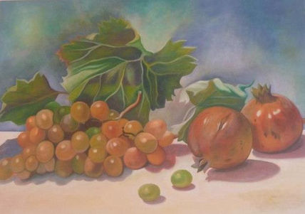 Uvas y dos granadas