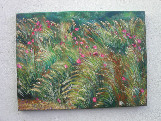 hierbas al viento Oil Textile Floral Painting