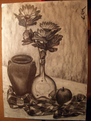 Naturaleza mas muerta que viva Graphite Card Still Life Paintings