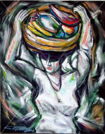 Vendedora de frutas Oil Canvas Figure Painting