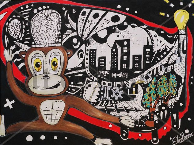 Wise monkey Acrylic Canvas Animals