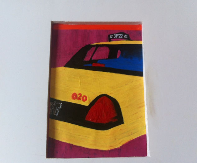 Taxi4 Gouache Card Figure Painting