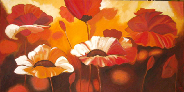 Los rojos del sol Oil Canvas Floral Painting