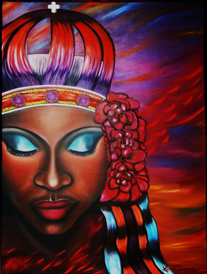 Orgullosa etnia negra Oil Canvas Portrait