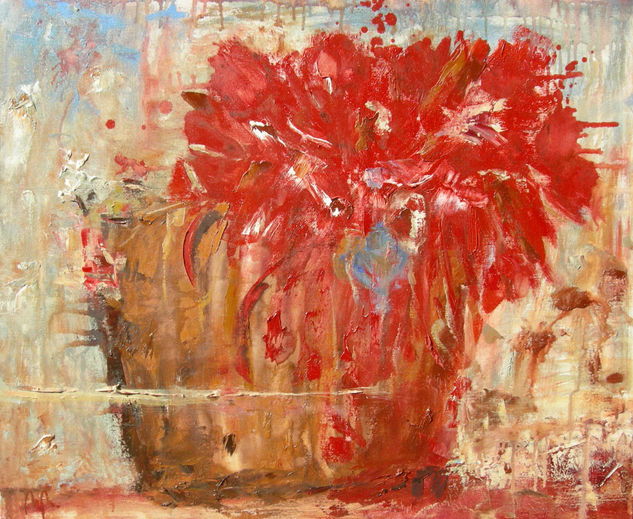 Cesto con flores Oil Canvas Floral Painting