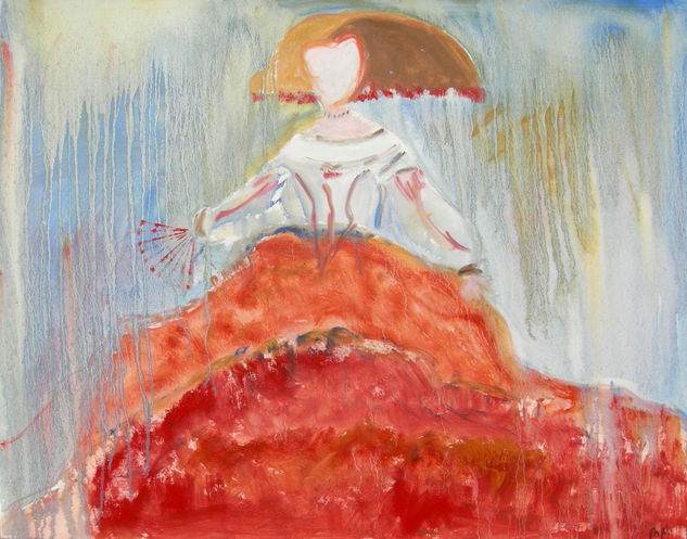 L'éventail Oil Textile Figure Painting