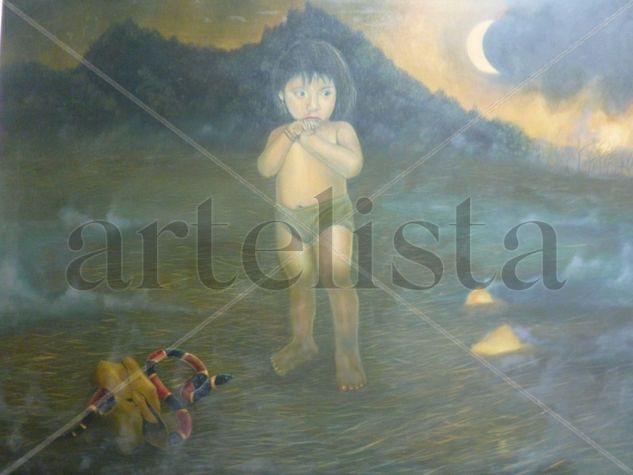 "cuando el alma d los elegidos se eclipsa" Oil Canvas Figure Painting