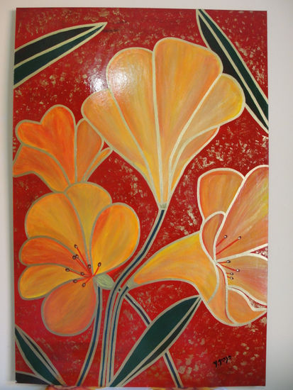 flores brillantes Acrylic Panel Floral Painting