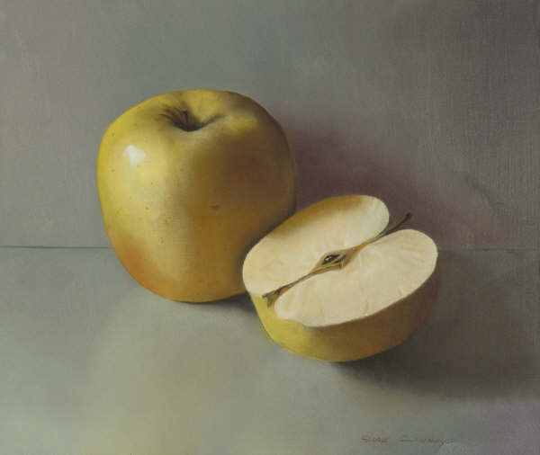 MANZANAS Oil Panel Still Life Paintings