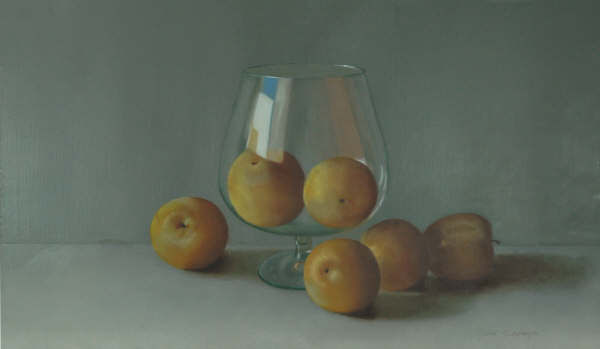 CIRUELAS EN COPA Oil Panel Still Life Paintings