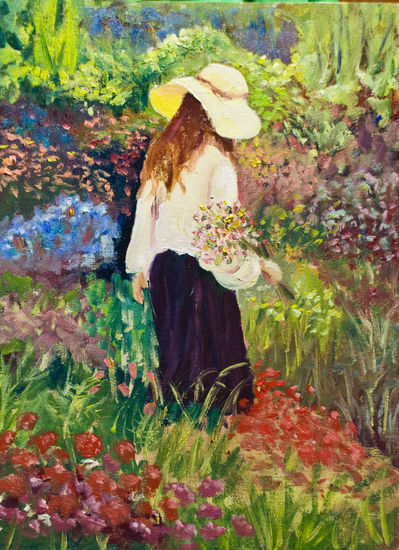 En el jardín Oil Canvas Floral Painting