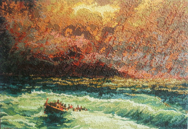 MARINA EN BUENAVENTURA OLOMBIA Oil Panel Marine Painting