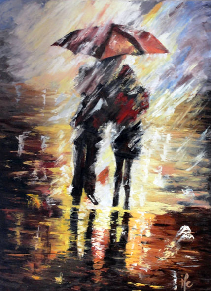 Pareja bajo la lluvia