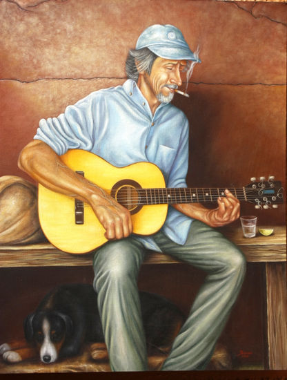 Bohemio con Guitarra Oil Canvas Figure Painting