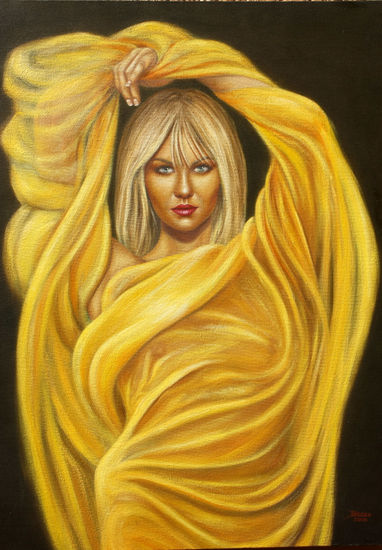 Mujer con Velo amarillo Oil Canvas Figure Painting