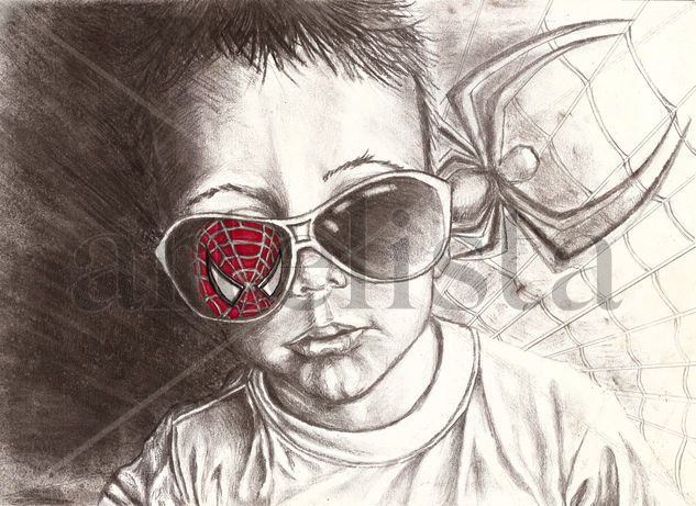 Boy vs. spider Mixed Media