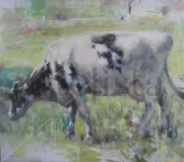 Vaca asturiana Oil Panel Animals