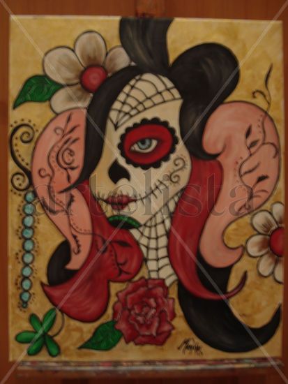 CALAVERA MEXICANA Oil Canvas Figure Painting