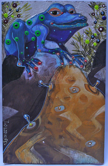 Blue Toads Acrylic Panel Animals